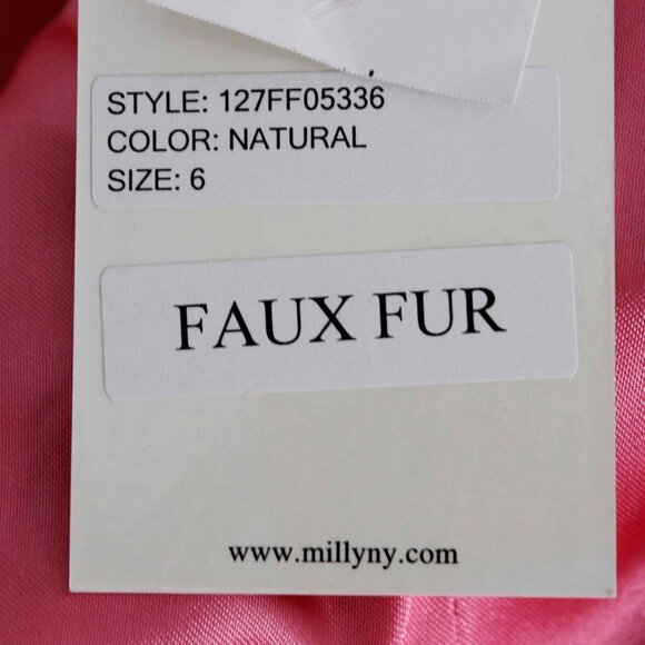 Milly $325 Sz S Cream Tan Faux Fox Mink Fur Pink Lined Vest - Picture 7 of 7